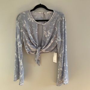 NWT Tobi Long-Sleeve Crop Top Bell Sleeves